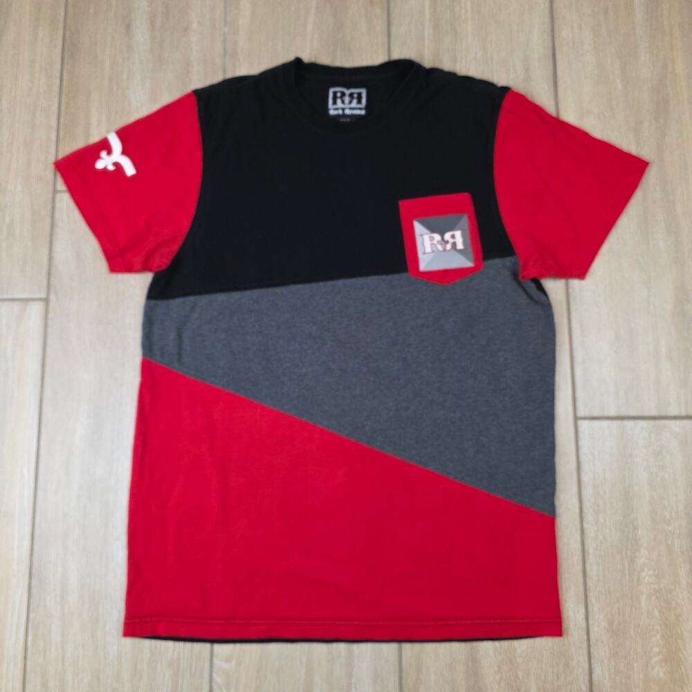 Rock Revival Mens L Colorblock Graphic T Shirt Red Black Y2K Streetwear